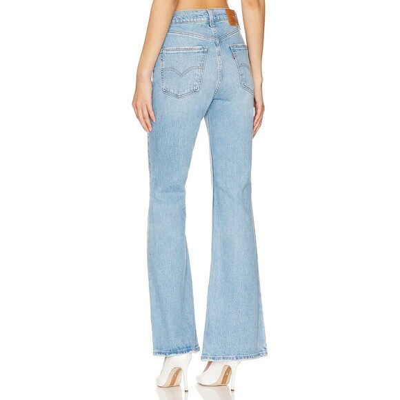 Levis Premium Womens Denim Jeans 70s High Rise Flare Light Blue Wide Leg NWT - Picture 7 of 11